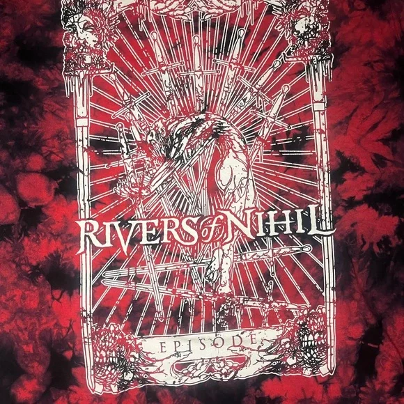 Men's RIVERS OF NIHIL 'Episode' T-Shirt Red & Black Tie Dye Tee Size Large - Picture 2 of 6